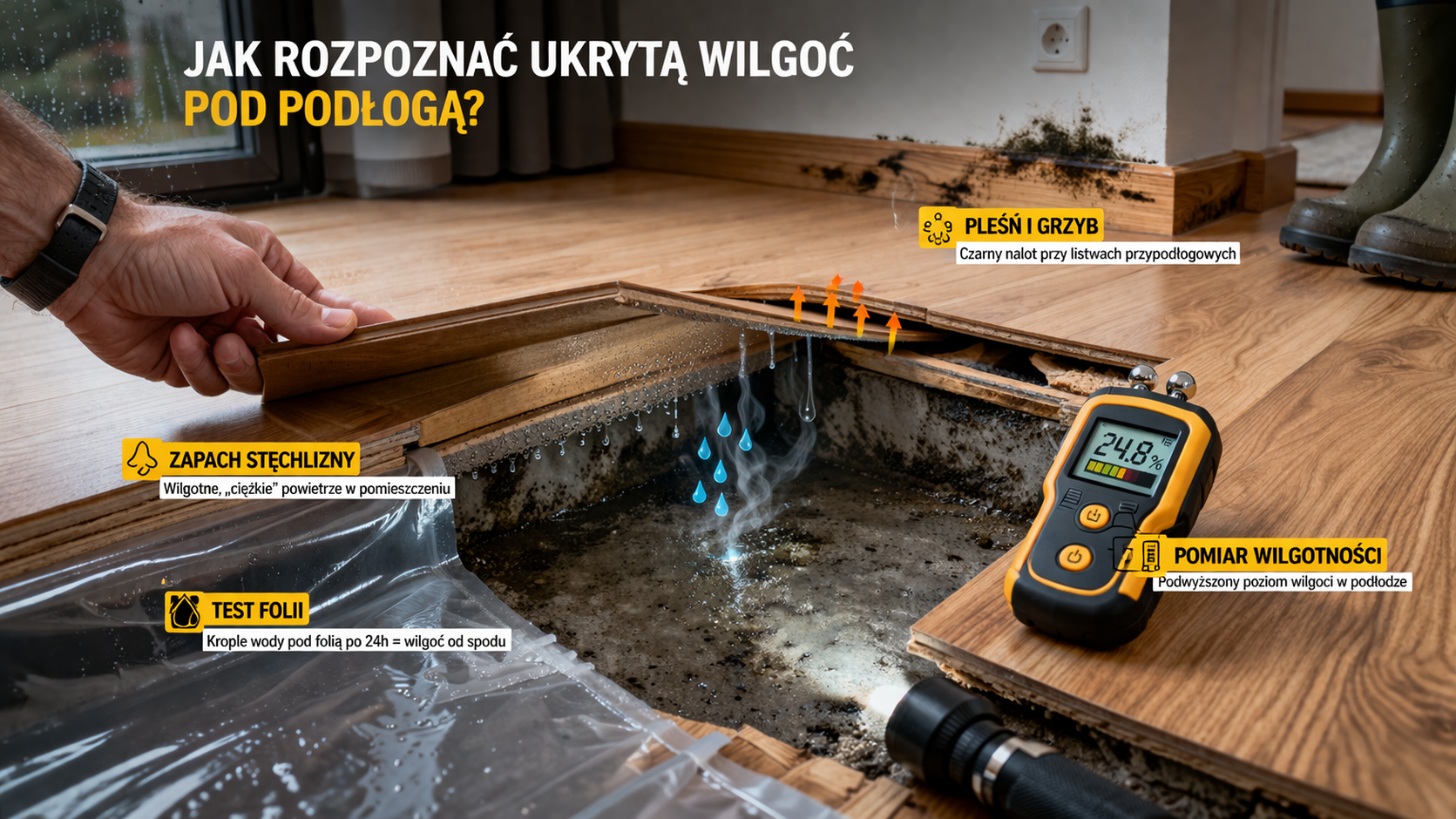 Jak rozpoznać ukrytą wilgoć pod podłogą?